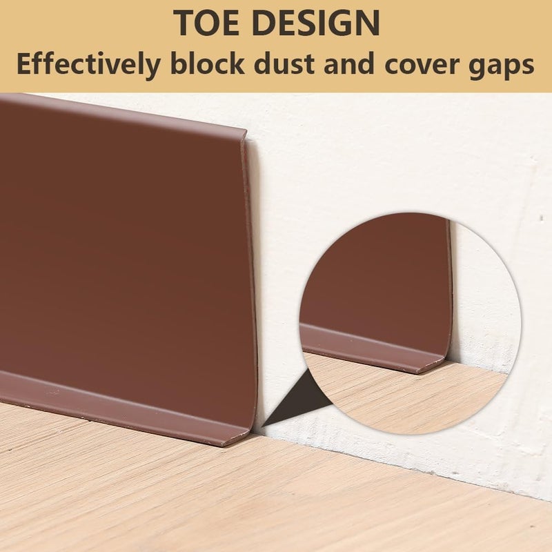Lifronkit Flexible Baseboard Molding Trim, Peel and Stick Rubber Baseboard Trim, Self-Adhesive Design Vinyl Wall Base Moulding Trim, 4inch(W) x 40feet(L), Brown - Image 4